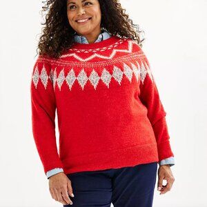 Croft & Barrow Diamond Ringer Fair Isle Sweater NWT